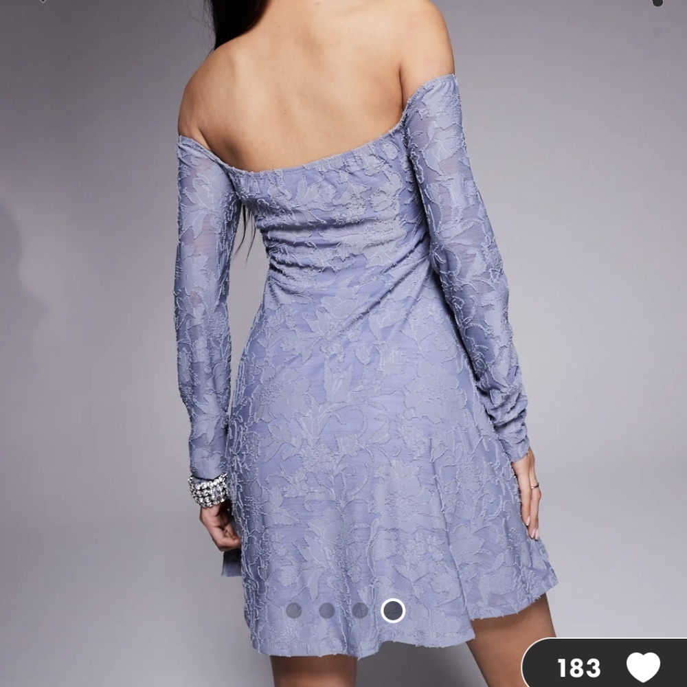 ASOS Lace Off-Shoulder Dress in Lavender